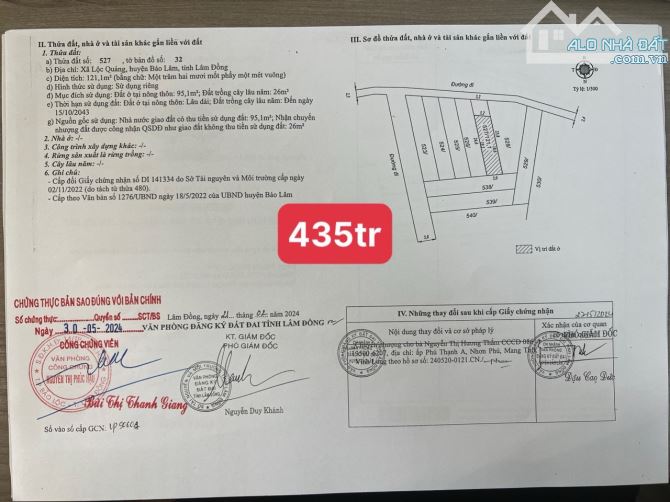 Giảm 50%, chỉ còn 435 triệu / nền đất 121m2 thổ cư. Lộc Quãng Bảo Lộc - 3