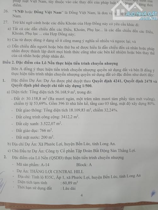 ĐẤT ĐẸP - GIÁ TỐT - Chính Chủ Cần Bán Đất Tại KDC Thắng Lợi Central Hill, Bến Lức, Long An - 4