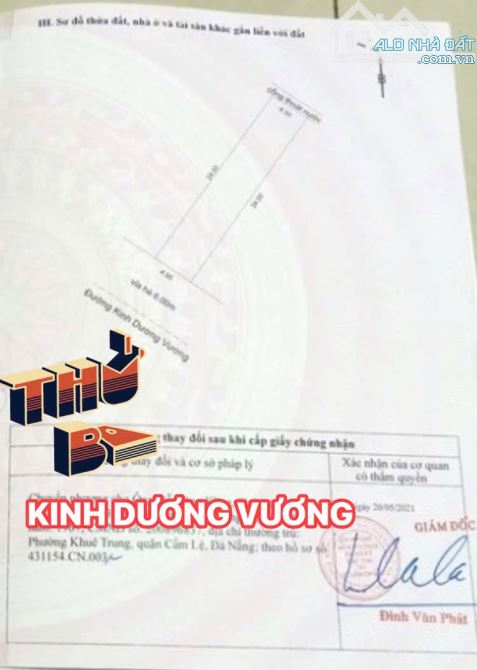 BÁN ĐẤT MT ĐƯỜNG 15m KINH DƯƠNG VƯƠNG- HOÀ MINH-LIÊN CHIỂU