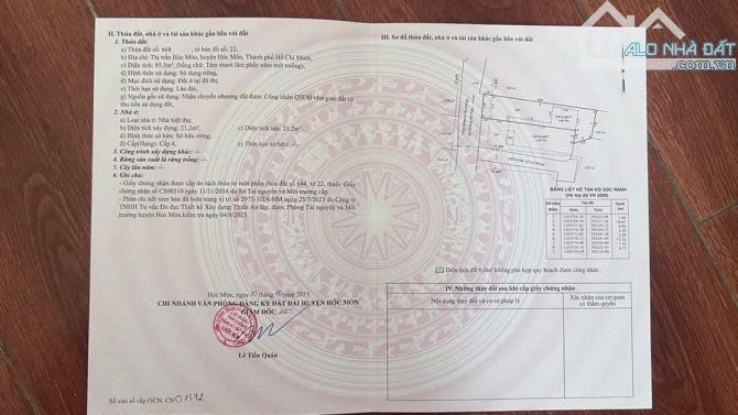 Bán đất 4.2*19m thị trấn Hóc Môn. Kế bên bệnh viện. Nở hậu