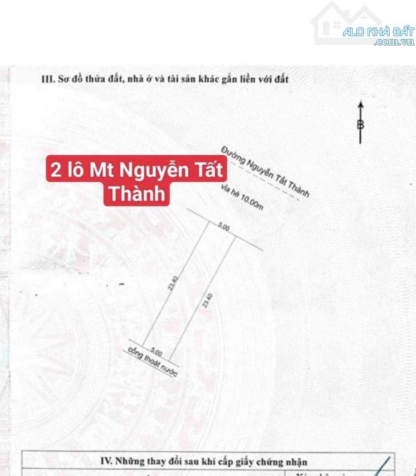 BÁN GẤP CẶP ĐẤT NGUYỄN TẤT THÀNH - VỊ TRÍ ĐẸP - GẦN NGUYỄN SINH SẮC - LIÊN CHIỂU - 21,5 TỶ