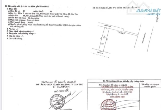 Bán nền thổ cư Hẻm 7 đường Phạm Hùng, P Lê Bình gần Chợ Cái Răng - 2