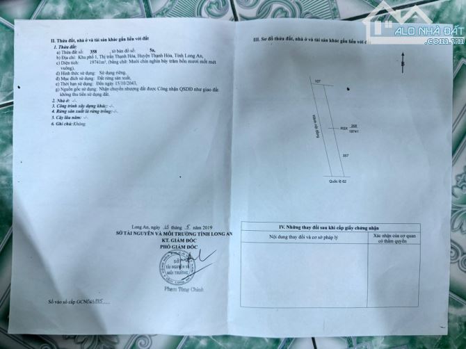 19.741m2 đất rsx mặt tiền ql62. Thạnh hoá Long An( 19 tỷ) được chuyển thổ đô thị - 3