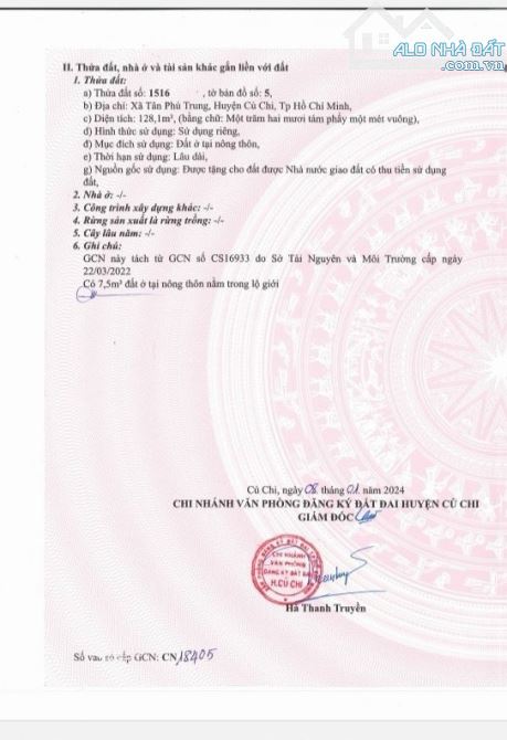 Bán đất 128m2 giá 735tr xã Tân Phú Trung mặt tiền đường Cây Da - 2
