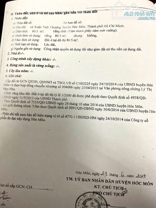 CẦN BÁN LÔ ĐẤT 80M2 GIÁ 1,5 TỶ ĐƯỜNG NGUYỄN THỊ THỬ, XÃ XUÂN THỚI THƯỢNG, HÓC MÔN - 4