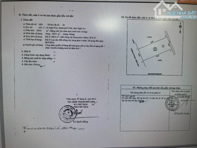 Bán lô đất xóm 11 Nghi Kim, tp. Vinh  - Diện tích 250m2 - Đất rộng 10m