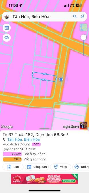 bán lô đất vị trí đẹp giá re phường tân hoà cách quốc lộ 1A 100m   Diện tích ( 4 x 17 ) - 2