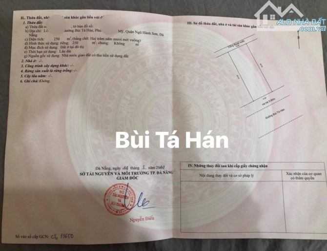 Bán lô đất trống đường Bùi Tá Hán 250m2 - Khuê Mỹ - Ngũ Hành Sơn giá 14ty5 - 1