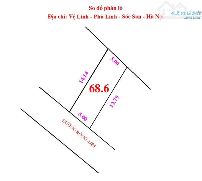 Chính chủ nhờ bán 71.8m tại Vệ Linh, Phù Linh, Sóc Sơn. Đường ô tô vào đất, giá nhỉnh 1 ty - 2