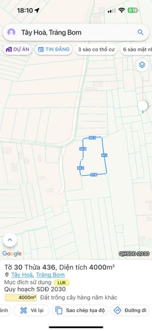 Bán 4000m2 đất tây hoà trảng bom. Giá chỉ 390tr/sào đường đi 5m cách kcn bầu xéo 5km - 4