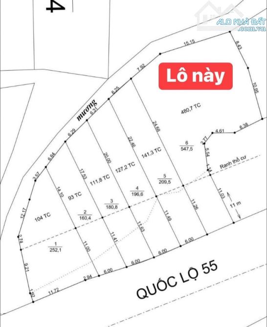 Bán nhanh lô đất Vip 547m2 QL55 Đất Đỏ BRVT kinh doanh đa ngành nghề 3tỷ - 5