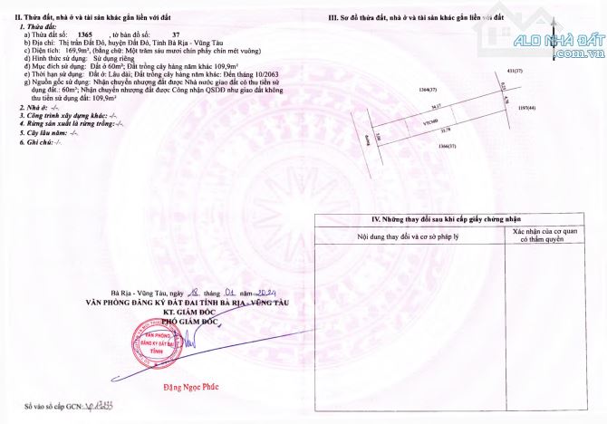 Bán đất thị trấn Đất Đỏ 170m2, cách QL55 100m, giá 934 triệu sổ hồng riêng công chứng liền - 3