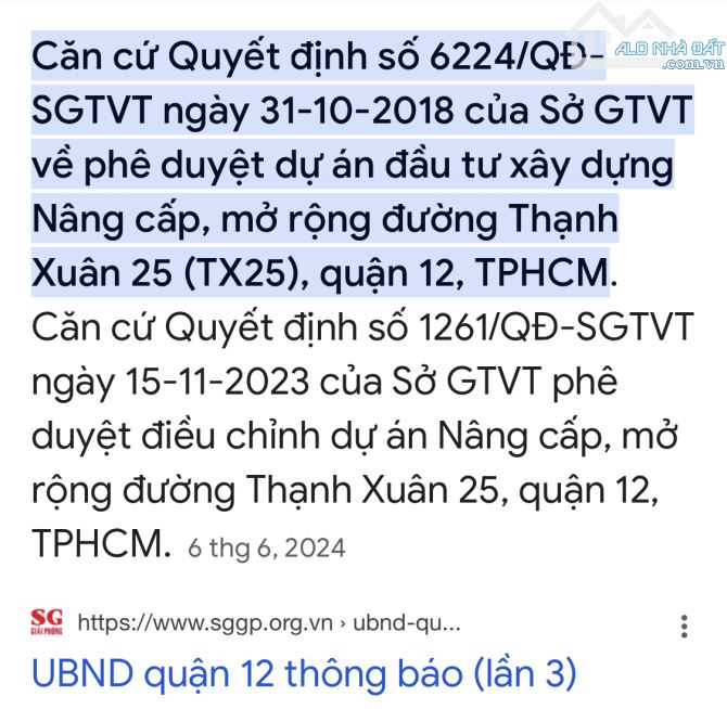 BÁN LÔ ĐẤT Ở 435 m2 TẠI TX33, THẠNH XUÂN, Q12 - 4