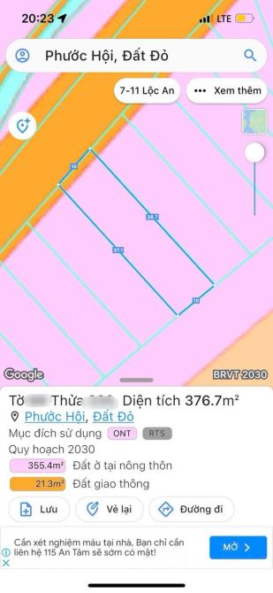 377m2 có 100m thổ cư phước hội sát đường ven biển giá 2 tỷ 400 - 4