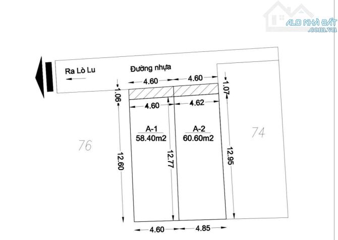 Bán đất hẻm 50 Lò Lu,đối diện trường mầm non dt 9.2x13 giá 4.7 tỷ SHR full thổ cư