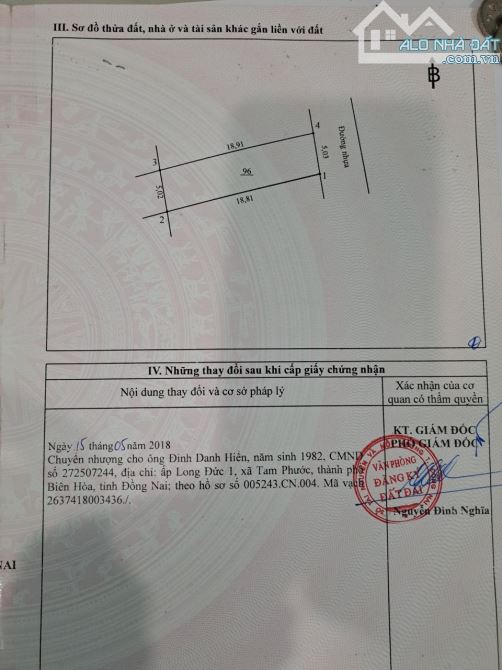 Diện tích 5*22 sổ riêng full thổ cư giá 1tỷ2 sát THCS Hòa Bình, Tam Phước, Biên Hòa, Đồng - 1