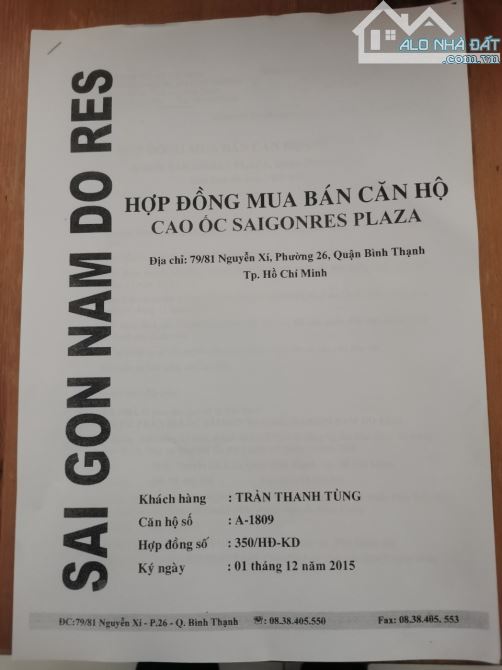 BÁN CĂN HỘ SAIGONRES PLAZA: 2PN PHƯỜNG 25, QUẬN BÌNH THẠNH - 8