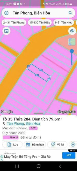 Bán lô đất mặt tiền Hồ Hoà KDC Phúc Hải Tân Phong, gần UBND, chỉ 3tỷ850 - 2