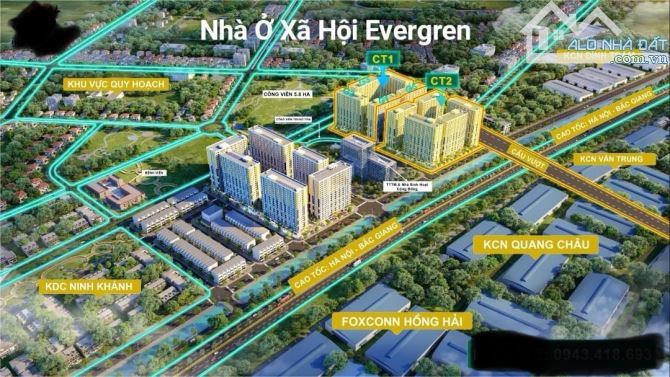 Mở bán Quỹ căn 2 ngủ 2 vệ sinh #260tr nhận nhà độc quyền đẹp nhất dự án NOXH Evergreen - 1