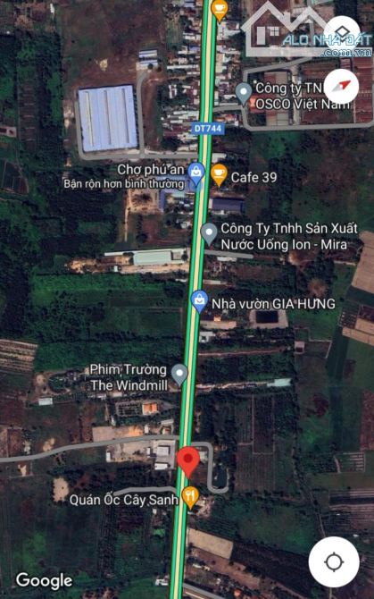 BÁN ĐẤT MT DT744, PHÚ AN, TP.BẾN CÁT, DT:5x41, TC100M2, SHR, GIÁ 3,4 TỶ - 1