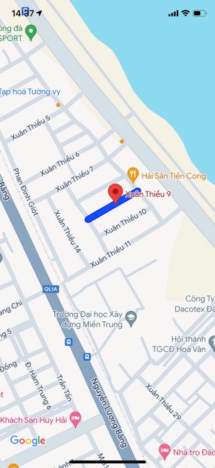 Bán Đất mặt tiền Xuân Thiều 9, gần biển Nguyễn Tất Thành, DT: 5x20m Rẻ nhất thị trường - 2