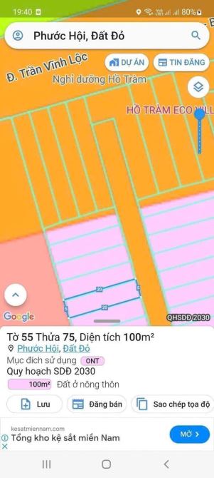 PHƯỚC HỘI -ĐẤT ĐỎ- BRVT   Giá 990tr Dt 5m x 20m full thổ cư   Cách đường Ven Biển Vũng Tàu - 2