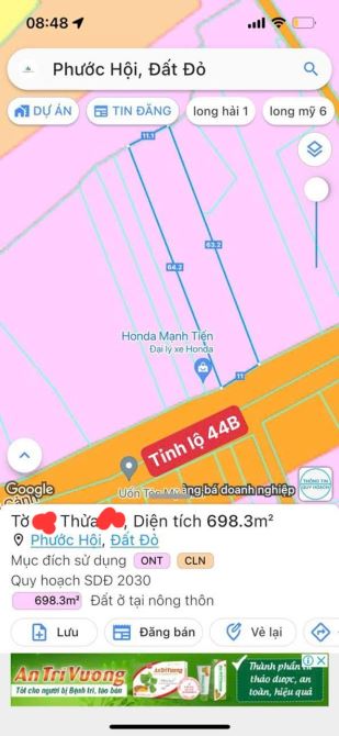 698m2 phước hội tỉnh lộ 44B 100m thổ cư giá 3 tỷ 800 - 4