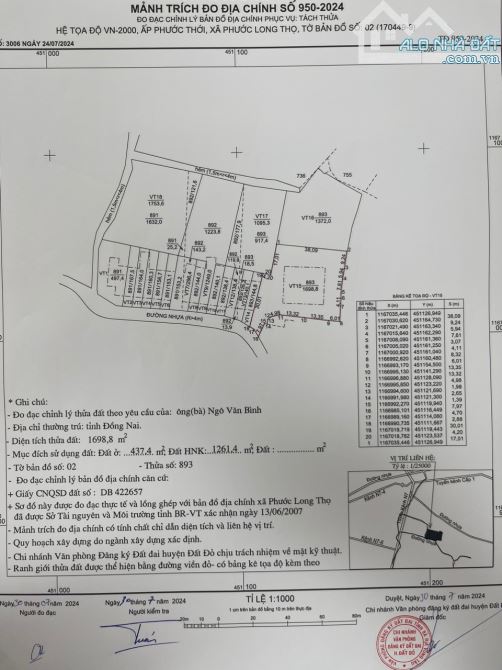 Bán gấp lô đất 1700m2-437 thổ cư,Giá 1tỷ85 gần KCN cách biển 13km - 1