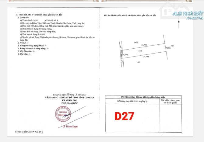 MỚI RA LÒ 16 LÔ ĐẤT THỔ CƯ ĐƯỜNG XE HƠI CẶP BÊN KHU CÔNG NGHIỆP CẦU TRÀM - 1