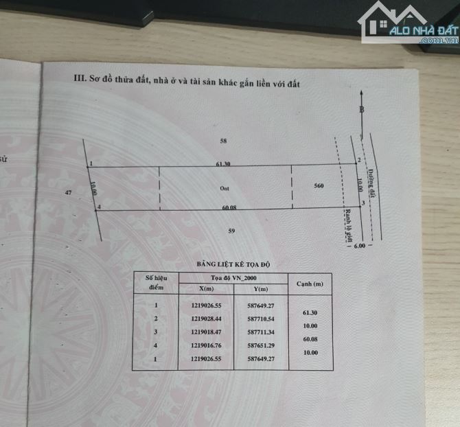 CỦ CHI, BÁN ĐẤT XÃ PHÚ HOÀ ĐÔNG, DT 10x60m 600m2 - 1