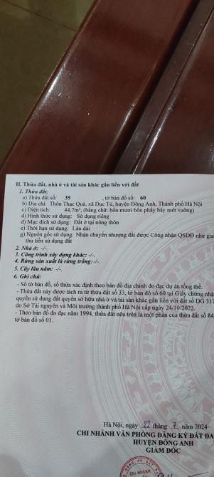 💥💥💥1.3 TỶ - 45m2 - THẠC QUẢ - DỤC TÚ - NỞ HẬU - GẦN BÌA LÀNG - ĐƯỜNG 3m💥 - 3