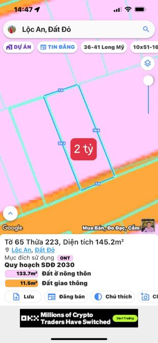 Bán lô đất ngộp 7,4x20m-full tc Giá 2tỷ2 Cách biển,bờ kè Lộc An chỉ 700m - 7