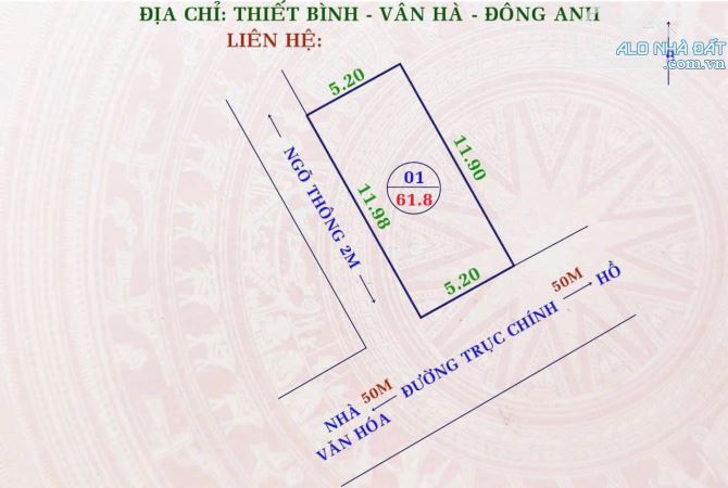 Bán 61.8m2lô góc trục chính Kinh Doanh Thiết Bình-Vân Hà Đông Anh giá nhỉnh 2 tỷ - 5