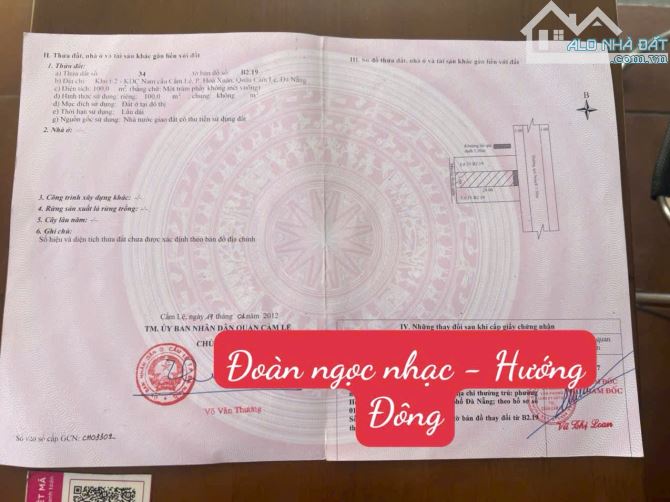 Chính chủ gởi bán đất đường 5,5m Đoàn Ngọc Nhạc - Hòa Xuân - Hướng Đông, giá tốt nhất