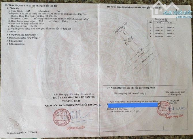 LBán Nền Đường B8 KDC Hưng Phú 1, P. Hưng Phú, Q. Cái Răng, Tp Cần Thơ - 1