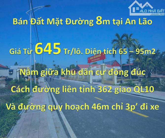 Mở bán 10 lô đất tại Tân Viên - an lão mặt đường nhựa 8m giá 645 triệu - 1