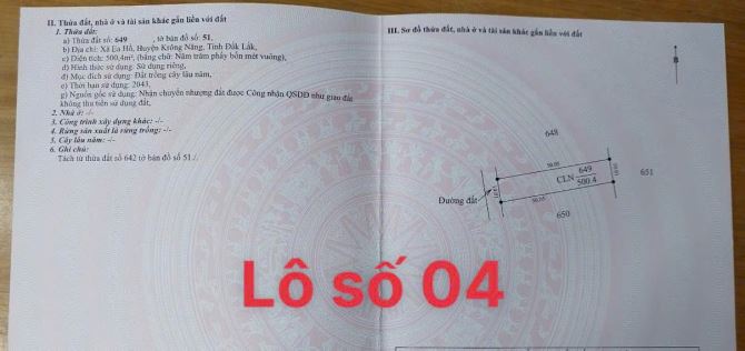 bán lô đất Nguyễn Tất Thành, X. Ea Hồ, H. KRông Năng, Đắk Lắk 185 triệu - 2