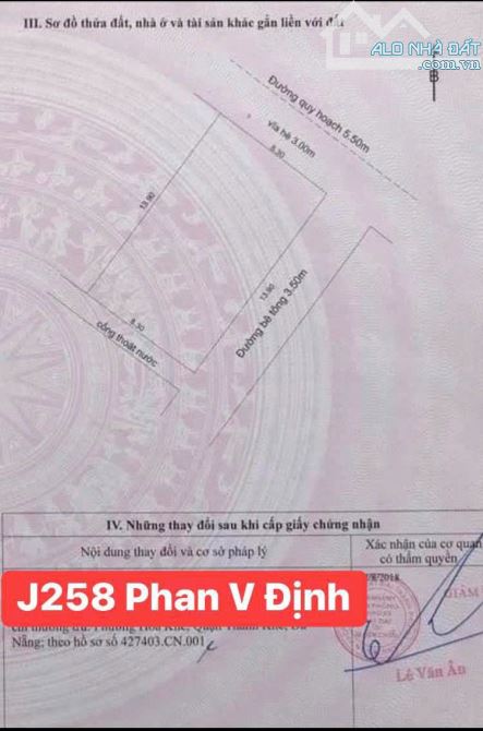 BÁN ĐẤT J258 NGANG 8,3m ĐƯỜNG PHAN VĂN ĐỊNH- HOÀ KHÁNH BẮC-LIÊN CHIỂU