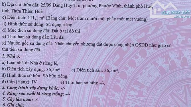 ĐẤT ĐẸP KIỆT 99 ĐẶNG HUY TRỨ chỉ 2 tỉ 200tr - 2