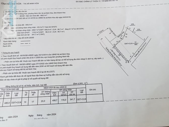 Bán Đất Biển Ninh Hải. Ngay trục chính Ngã ba Đá Bàn - Biển Dốc Lết. Sổ đỏ thổ cư 11tr/m2