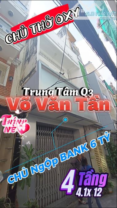 GẤP! CHỦ NGỘP BANK_GIẢM SÂU 1,3 TỶ SÁT VÕ VĂN TẦN_4 TẦNG_47M2_QUẬN 3 -9,x TỶ