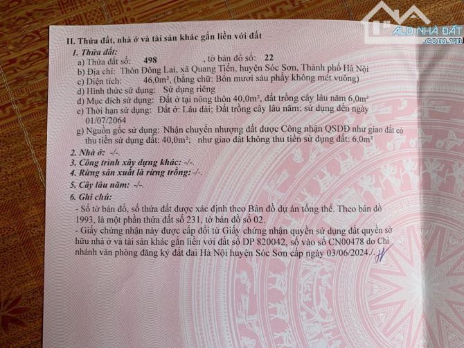 Địa chỉ : Đông Lai Quang Tiến Sóc Sơn Sơn   Diện tích: 46m2 🌐 Mặt - 1