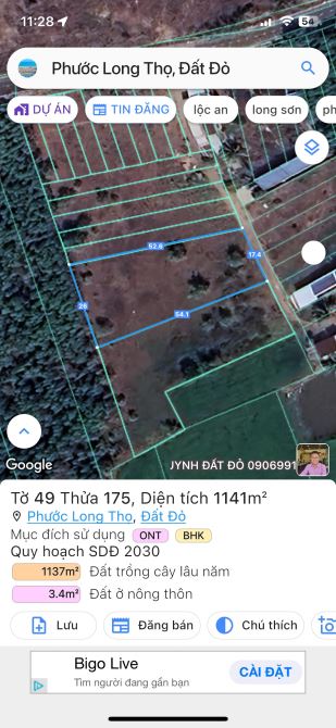 Bán 1140m2 ngang 17m mặt tiền khu dân cư xã Phước Long Thọ - Đất Đỏ giá chỉ 1 tỷ 290 - 4