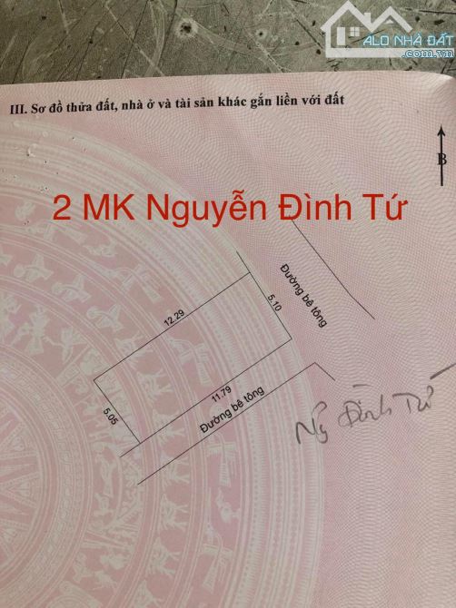 Bán đất 2 mặt kiệt đường nhựa oto đậu Nguyễn Đình Tứ - 2