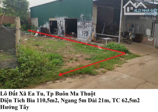 BÁN ĐẤT 850TR (Z119) 5x21 tc62m² GIÁ RẺ NHẤT KHU VỰC, ĐƯỜNG BÊ TÔNG Ô TÔ VI VU HƯỚNG TÂY, - 3