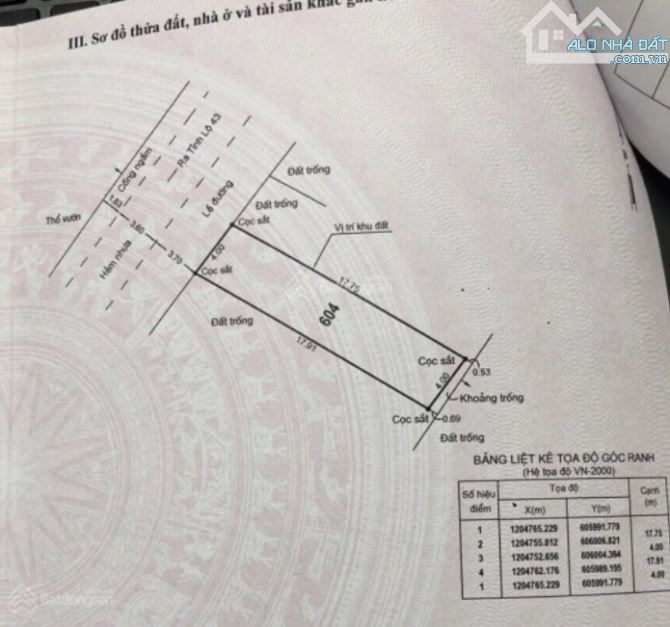 Đất 70m2 (4x17.5m) hẻm 5m đường Tỉnh Lộ 43, - 5