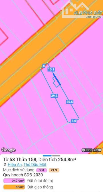 BÁN ĐẤT MT PHAN ĐĂNG LƯU, P.HIỆP AN, TP.TDM,DT:6x39,TC80M2, SHR, GIÁ 5,7 TỶ - 5