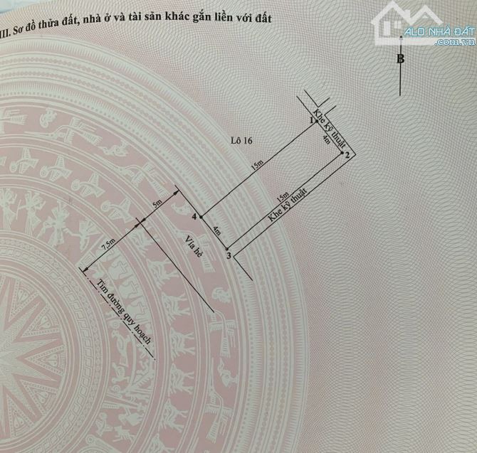 - 60m2 đất Lô 13 Lê Hồng Phong  - DTMB: Ngang 4m dài 15m - Lô 2 mặt thoáng  - Đường trước - 2