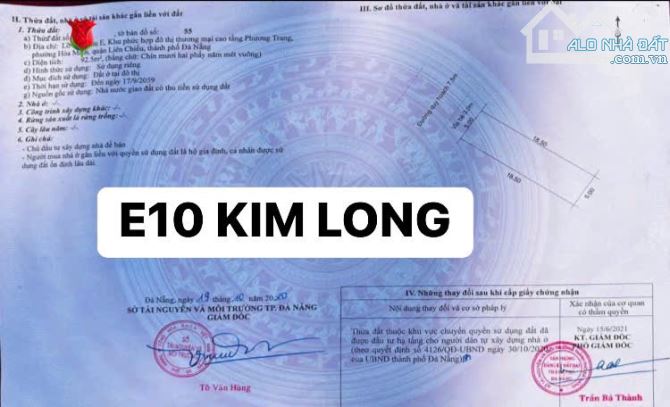 BÁN ĐẤT 2 LÔ LIỀN KỀ KHU E10 KIM LONG ĐƯỜNG NGUYỄN SINH SẮC-HOÀ MINH-LIÊN CHIỂU - 1