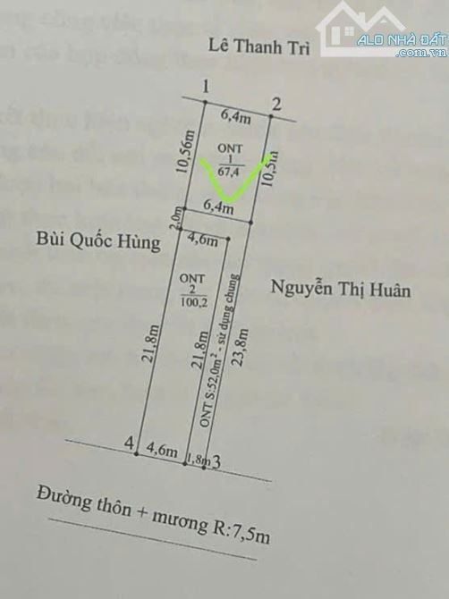 ⚜️ Chỉ Hơn 800 triệu 1 lô đất 67,4m2 ngang 6,4m cách trục liên thôn trải nhựa  20m - Đẹp - 2